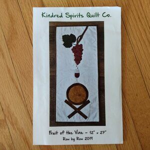 Wine Applique Wall Quilt Sewing Pattern 12x27 Grapes Barrel Wineglass